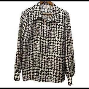 Talbots Pure Silk Houndstooth button down 16W